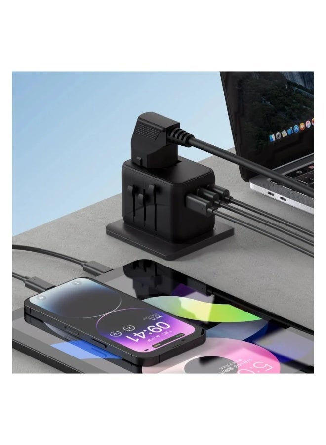 Eone 45W GaN Travel Charger with Universal Socket – 5-Port USB & USB-C Fast Charging Hub – Compact Design - Image 3